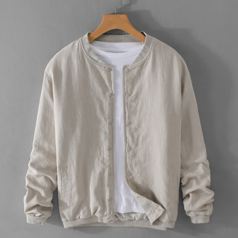 Buddha Stones Wiosenna, swobodna, minimalistyczna, męska kurtka zapinana na guziki i z kieszeniami - Beżowy - US/UK/AU42， EU52 (3XL) - image 0