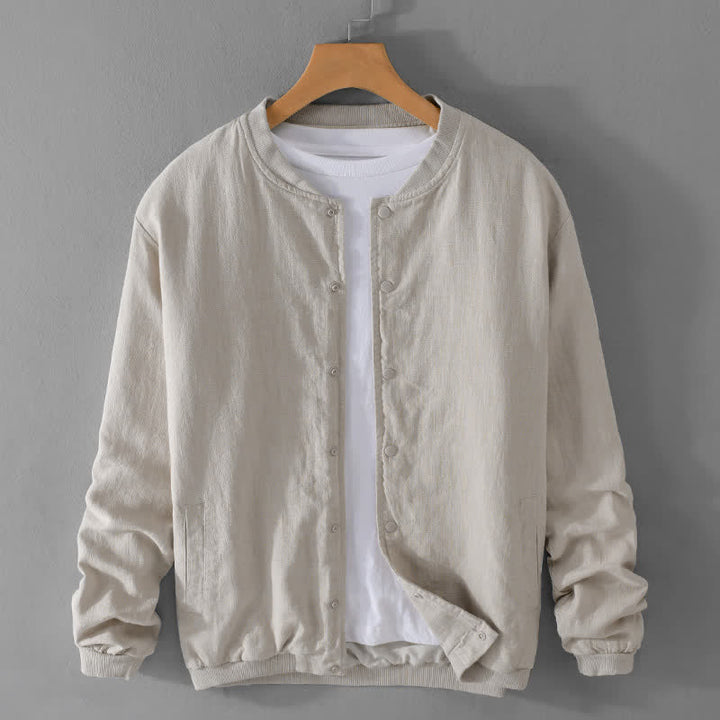 Buddha Stones Wiosenna, swobodna, minimalistyczna, męska kurtka zapinana na guziki i z kieszeniami - Beżowy - US/UK/AU42， EU52 (3XL) - image 0