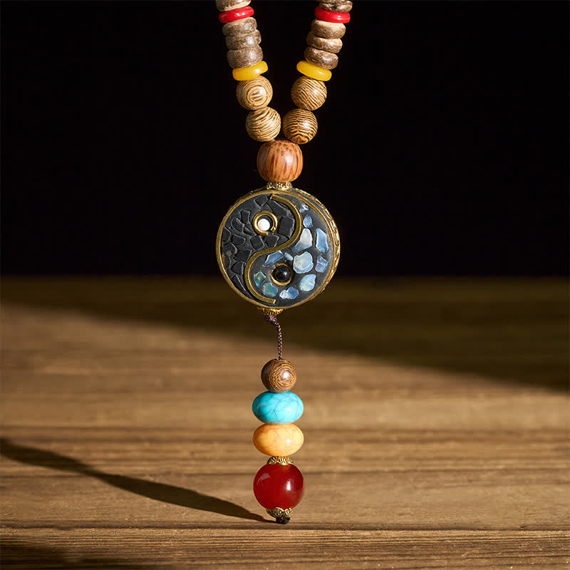 Buddha Stones Naszyjnik z koralików Yin Yang Grounding Balance z drewna wenge - image 9