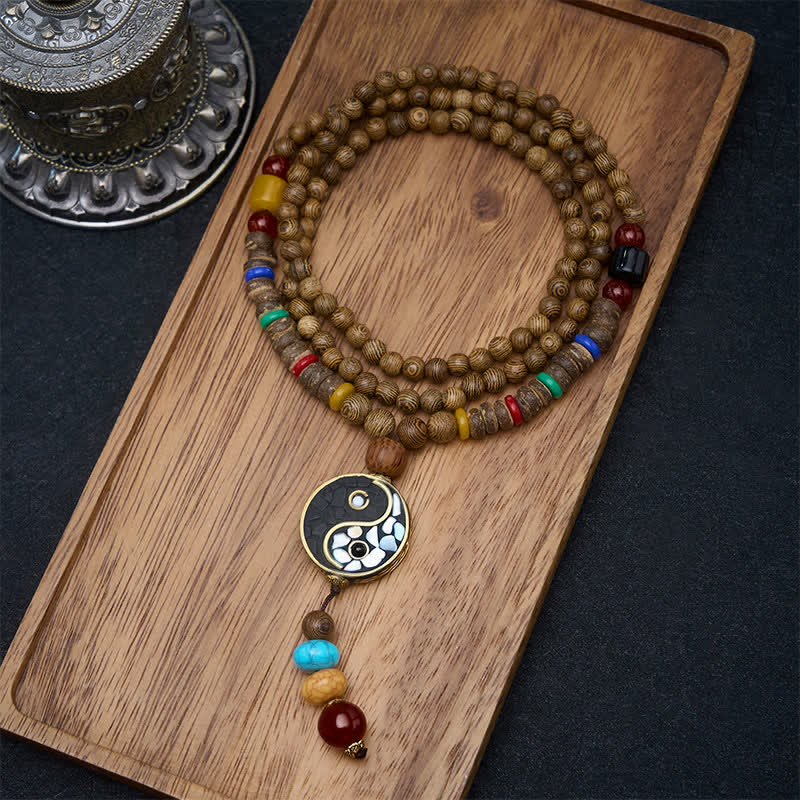 Buddha Stones Naszyjnik z koralików Yin Yang Grounding Balance z drewna wenge - Yin Yang (Równowaga ♥ Harmonia) - image 0