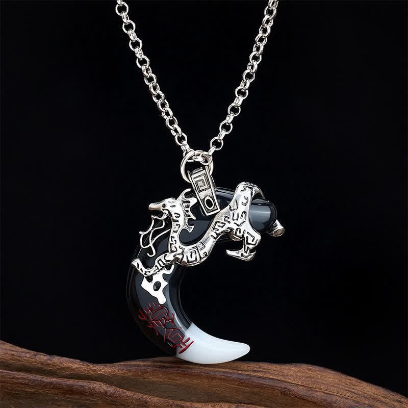 Buddha Stones Naszyjnik z wisiorkiem Dragon Strength Crescent - Srebrny - image 0