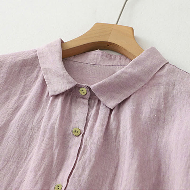 Koszula damska z krótkim rękawem i prostymi guzikami „Buddha Stones” - image 2