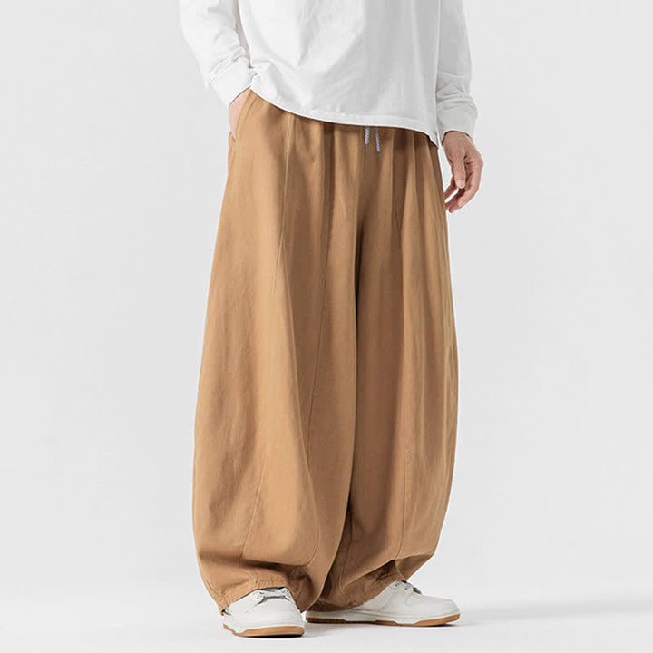 Buddha Stones Spodnie męskie z prostymi nogawkami i kieszeniami, w stylu casual, z grubej bawełny, ściągaczem i sznurkiem - image 35