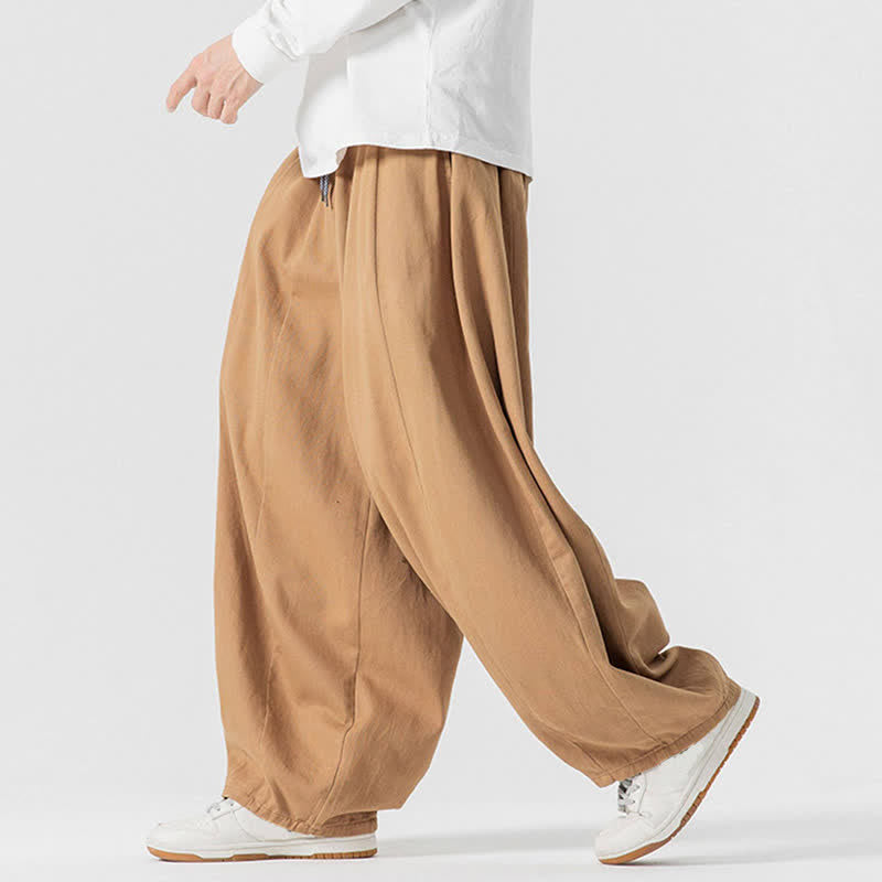 Buddha Stones Spodnie męskie z prostymi nogawkami i kieszeniami, w stylu casual, z grubej bawełny, ściągaczem i sznurkiem - image 36