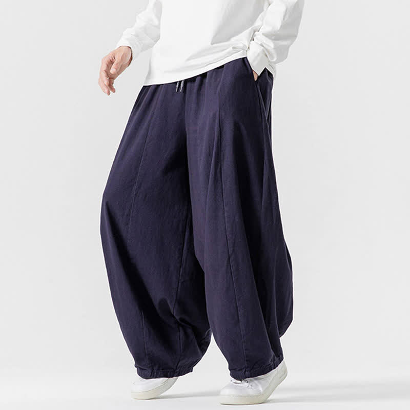 Buddha Stones Spodnie męskie z prostymi nogawkami i kieszeniami, w stylu casual, z grubej bawełny, ściągaczem i sznurkiem - image 32