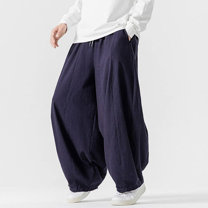 Buddha Stones Spodnie męskie z prostymi nogawkami i kieszeniami, w stylu casual, z grubej bawełny, ściągaczem i sznurkiem - image 32