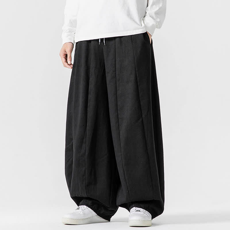 Buddha Stones Spodnie męskie z prostymi nogawkami i kieszeniami, w stylu casual, z grubej bawełny, ściągaczem i sznurkiem - image 11