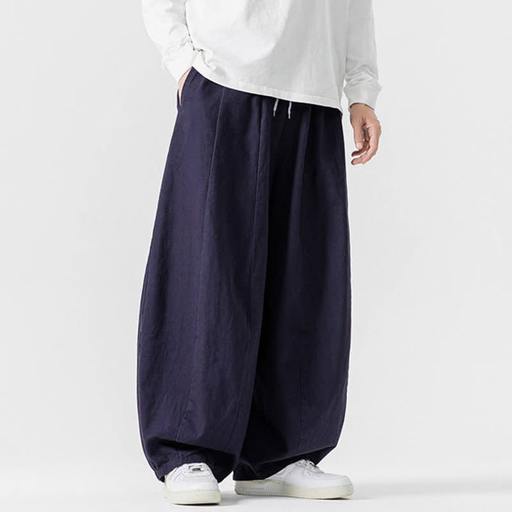 Buddha Stones Spodnie męskie z prostymi nogawkami i kieszeniami, w stylu casual, z grubej bawełny, ściągaczem i sznurkiem - image 28