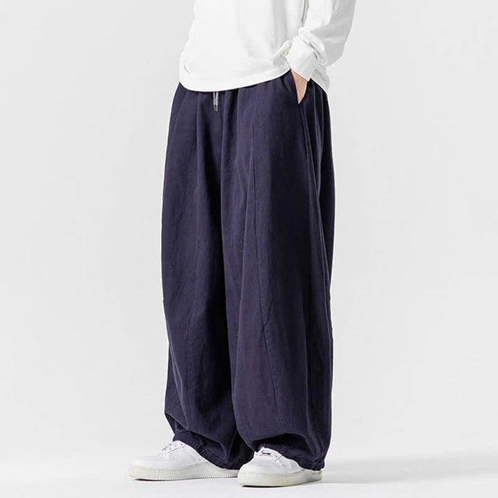 Buddha Stones Spodnie męskie z prostymi nogawkami i kieszeniami, w stylu casual, z grubej bawełny, ściągaczem i sznurkiem - image 31