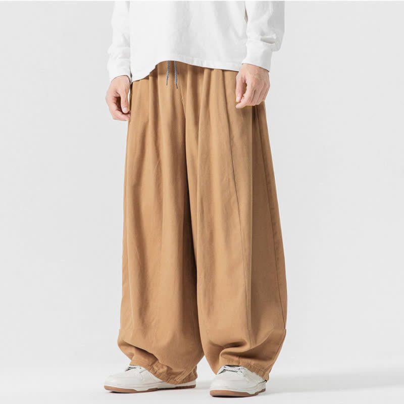 Buddha Stones Spodnie męskie z prostymi nogawkami i kieszeniami, w stylu casual, z grubej bawełny, ściągaczem i sznurkiem - image 38