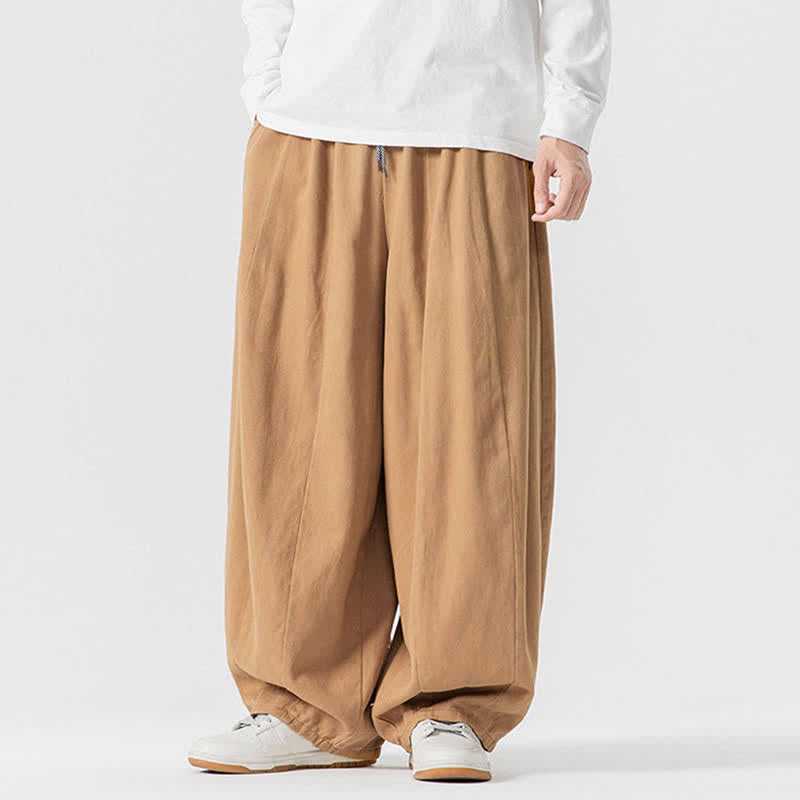 Buddha Stones Spodnie męskie z prostymi nogawkami i kieszeniami, w stylu casual, z grubej bawełny, ściągaczem i sznurkiem - image 39