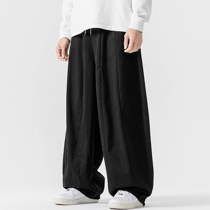 Buddha Stones Spodnie męskie z prostymi nogawkami i kieszeniami, w stylu casual, z grubej bawełny, ściągaczem i sznurkiem - image 13