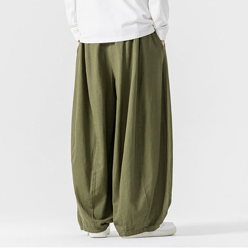 Buddha Stones Spodnie męskie z prostymi nogawkami i kieszeniami, w stylu casual, z grubej bawełny, ściągaczem i sznurkiem - image 22