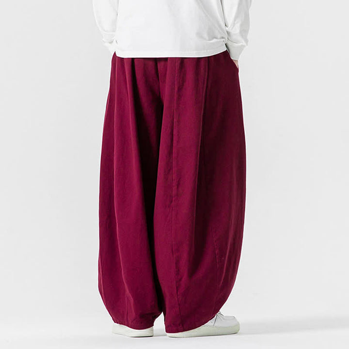 Buddha Stones Spodnie męskie z prostymi nogawkami i kieszeniami, w stylu casual, z grubej bawełny, ściągaczem i sznurkiem - image 45