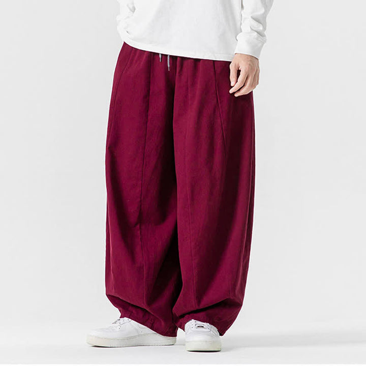 Buddha Stones Spodnie męskie z prostymi nogawkami i kieszeniami, w stylu casual, z grubej bawełny, ściągaczem i sznurkiem - image 44