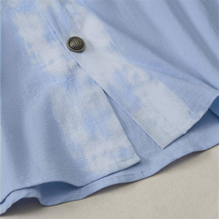Buddha Stones Letnie, swobodne koszule męskie z krótkim rękawem w stylu boho tie-dye - image 12