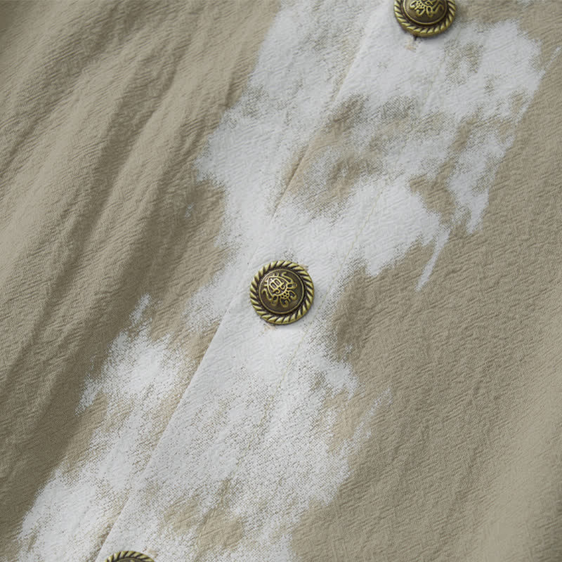 Buddha Stones Letnie, swobodne koszule męskie z krótkim rękawem w stylu boho tie-dye - image 4