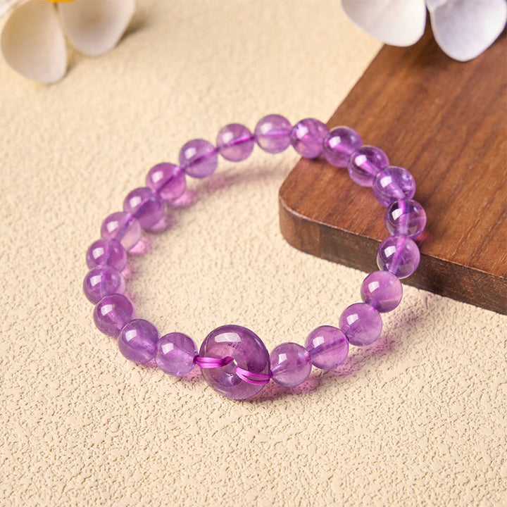 Buddha Stones Bransoletka okrągła z klamrą Amethyst Peace Buckle, łagodząca stres, ręcznie polerowana - image 3