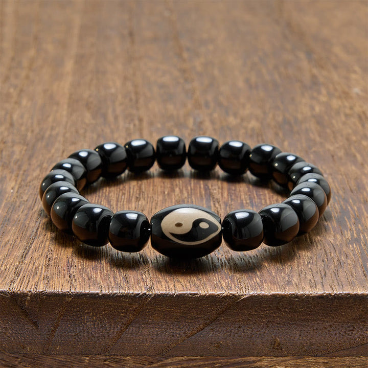 Buddha Stones Bransoletka z koralików harmonii Yin Yang z czarnego onyksu - image 3