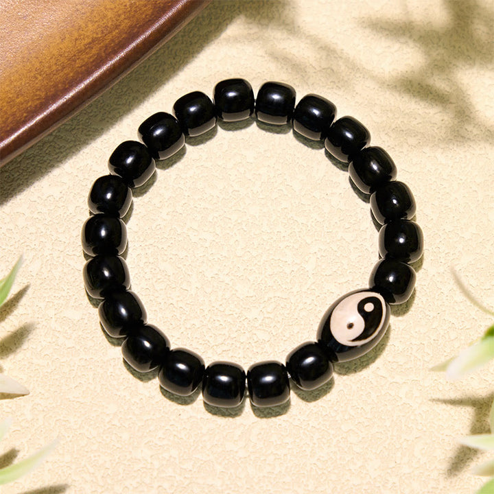 Buddha Stones Bransoletka z koralików harmonii Yin Yang z czarnego onyksu - image 1