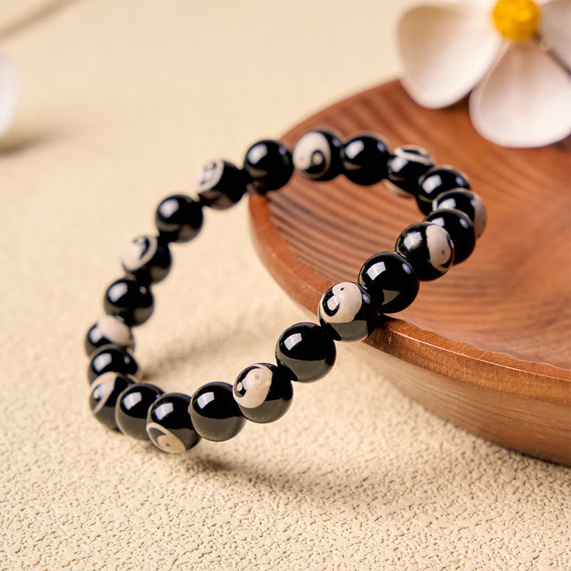Buddha Stones Bransoletka z koralikami Yin Yang i czarnym onyksem - image 1