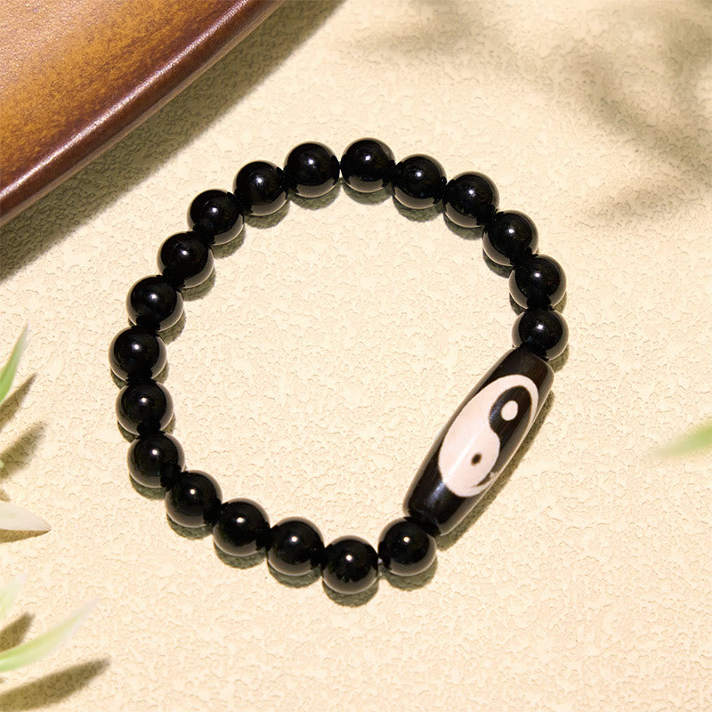 Buddha Stones Bransoletka z czarnego onyksu Yin Yang Harmony - image 1