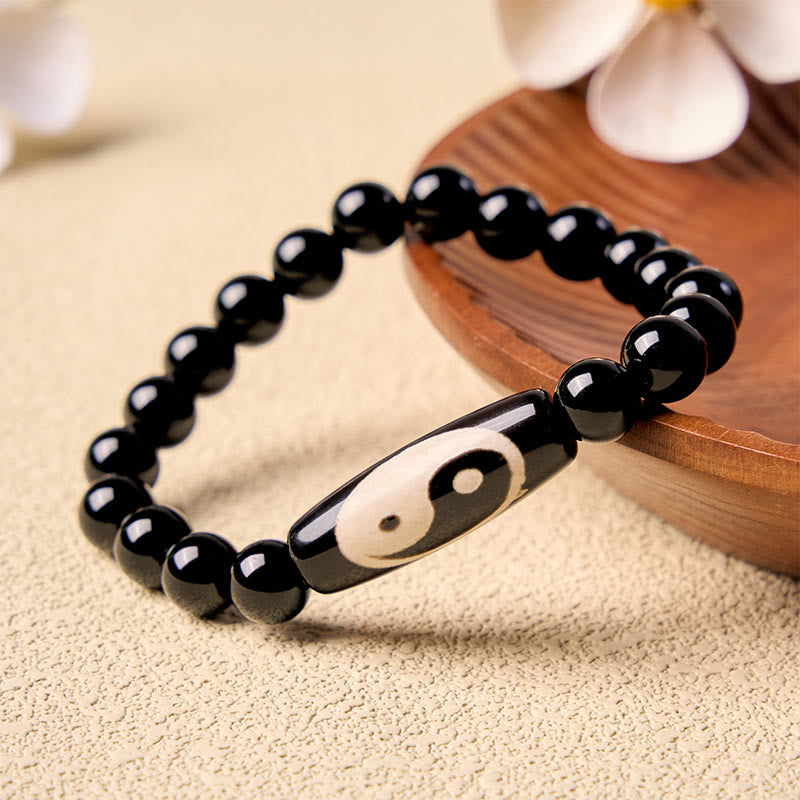 Buddha Stones Bransoletka z czarnego onyksu Yin Yang Harmony - Yin Yang (Równowaga ♥ Harmonia) - image 0