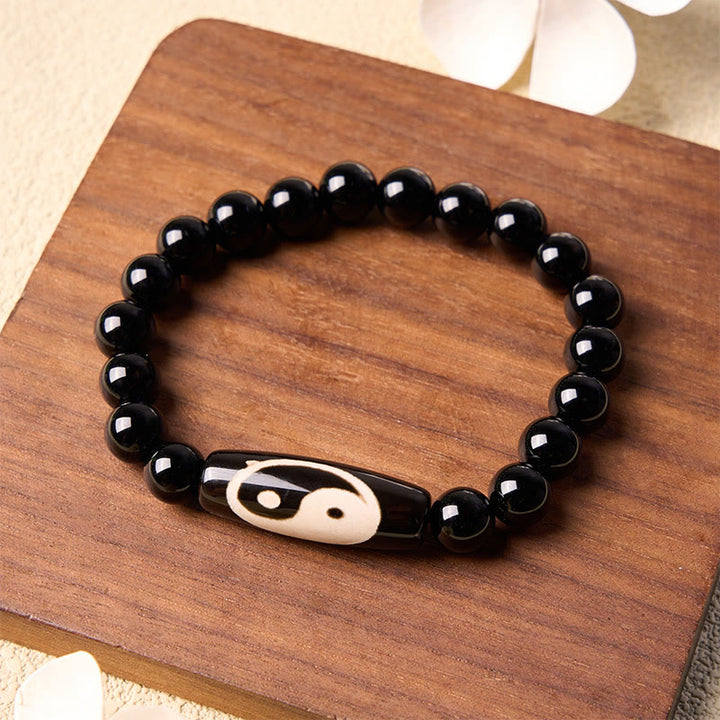 Buddha Stones Bransoletka z czarnego onyksu Yin Yang Harmony - image 2