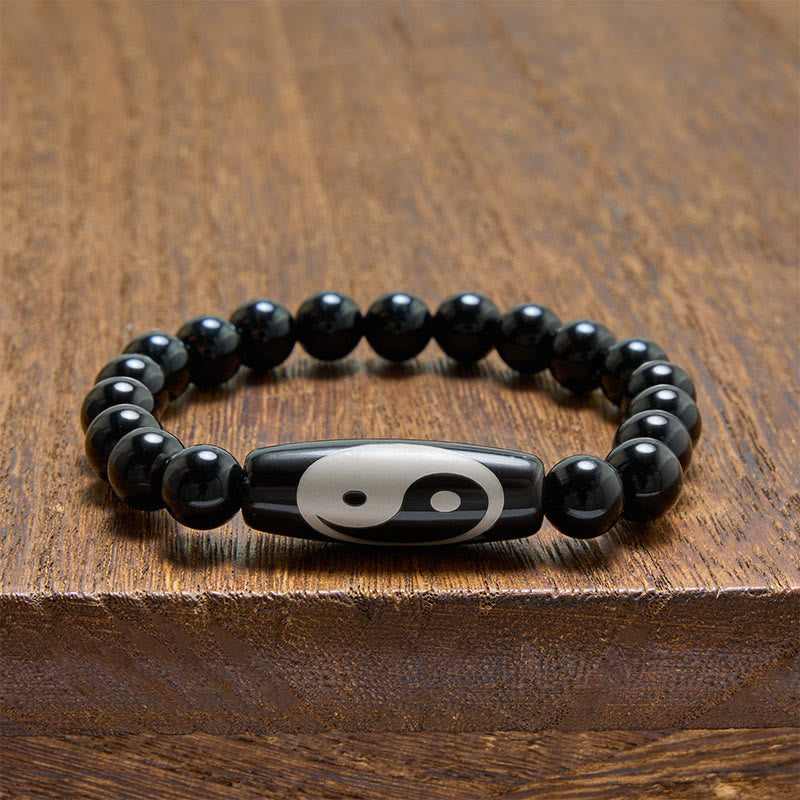 Buddha Stones Bransoletka z czarnego onyksu Yin Yang Harmony - image 3