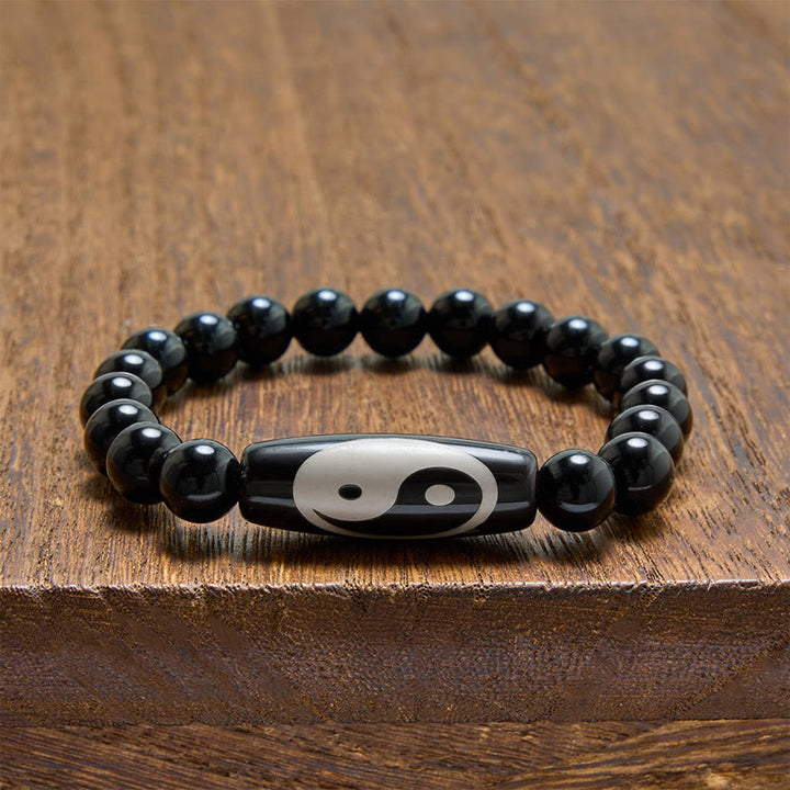Buddha Stones Bransoletka z czarnego onyksu Yin Yang Harmony - image 3