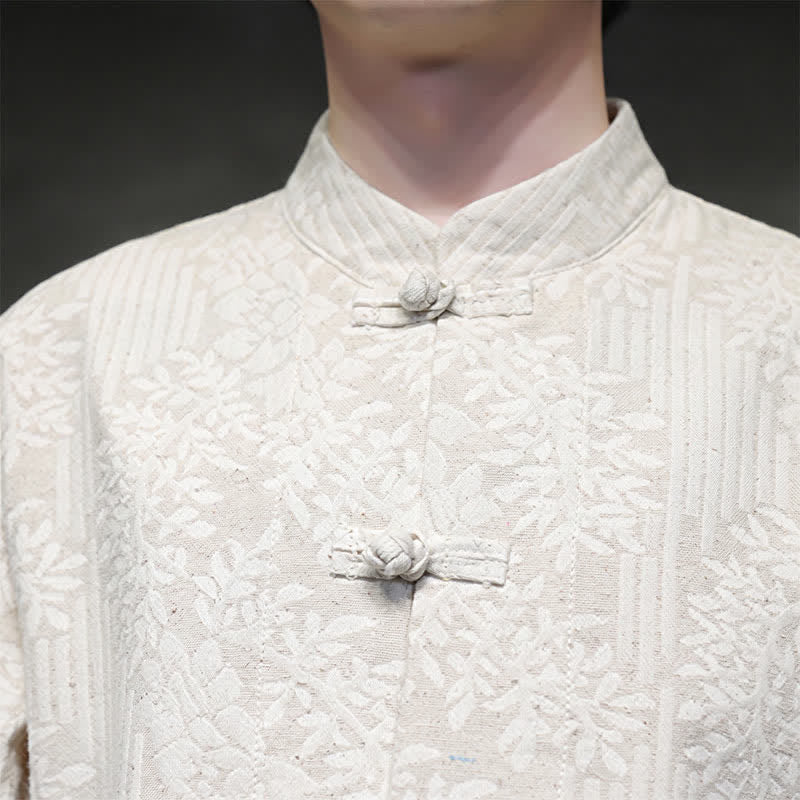 Buddha Stones Koszule męskie z długim rękawem w stylu jesiennym i kwiatowym, w stylu vintage z żabą - image 33