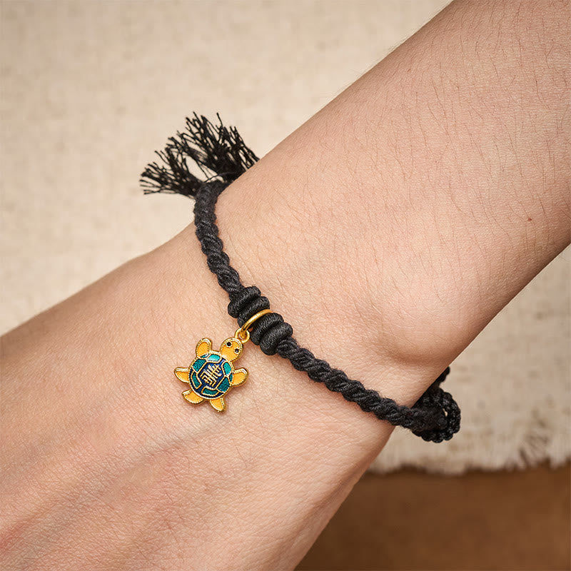Buddha Stones Bransoletka z żółwiem, pozłacaną miedzią i czerwonym sznurkiem Balance Tibet - image 23