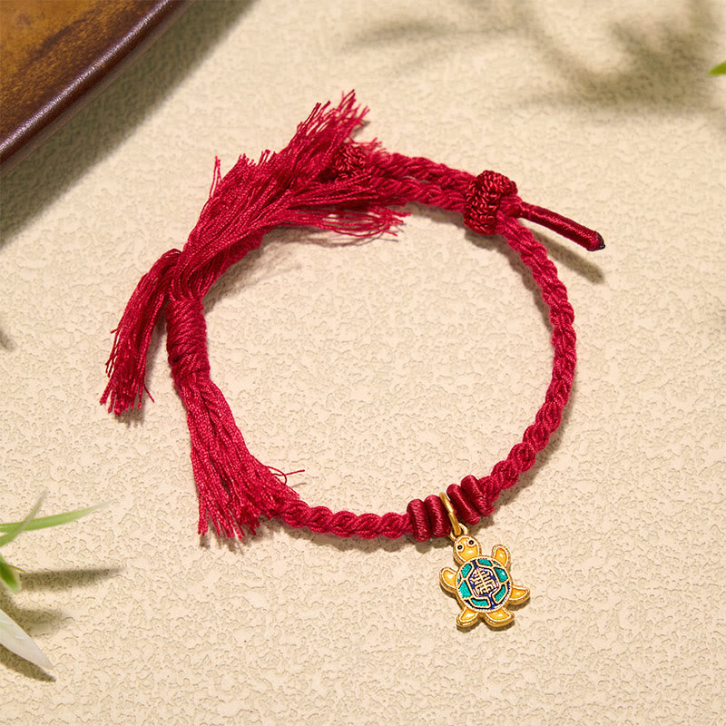 Buddha Stones Bransoletka z żółwiem, pozłacaną miedzią i czerwonym sznurkiem Balance Tibet - image 15