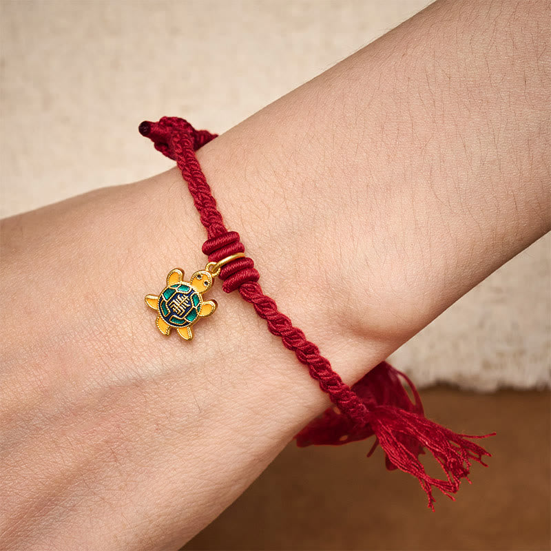 Buddha Stones Bransoletka z żółwiem, pozłacaną miedzią i czerwonym sznurkiem Balance Tibet - image 16