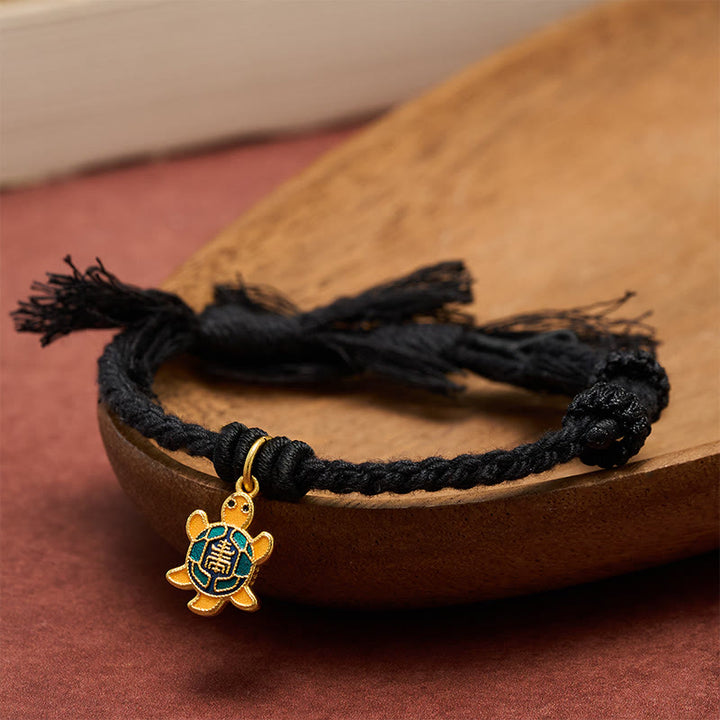 Buddha Stones Bransoletka z żółwiem, pozłacaną miedzią i czerwonym sznurkiem Balance Tibet - image 18