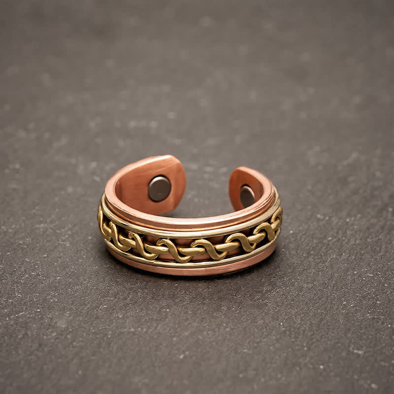 Buddha Stones Pierścień z bransoletą z przeplatanym czerwonym miedzianym łańcuszkiem uziemiającym - Pierścionek (średnica wewnętrzna: ok. 19,7 mm/US10) - image 8