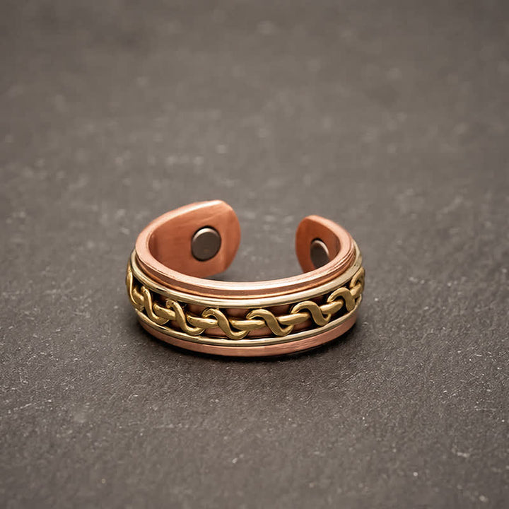 Buddha Stones Pierścień z bransoletą z przeplatanym czerwonym miedzianym łańcuszkiem uziemiającym - Pierścionek (średnica wewnętrzna: ok. 19,7 mm/US10) - image 8