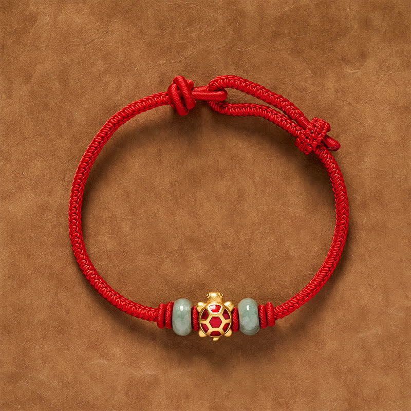 Buddha Stones Bransoletka z ręcznie tkanego sznurka Turtle Copper Red Prosperity - image 9
