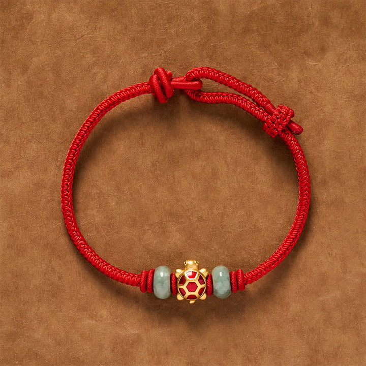 Buddha Stones Bransoletka z ręcznie tkanego sznurka Turtle Copper Red Prosperity - image 9