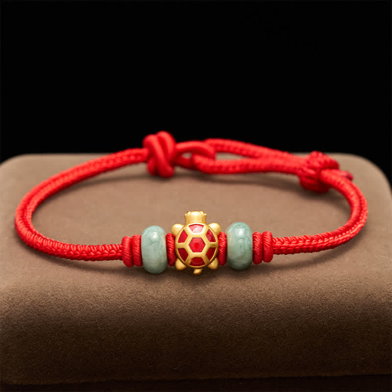 Buddha Stones Bransoletka z ręcznie tkanego sznurka Turtle Copper Red Prosperity - image 11