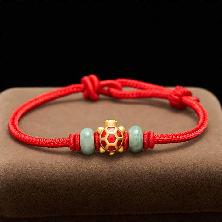Buddha Stones Bransoletka z ręcznie tkanego sznurka Turtle Copper Red Prosperity - image 11