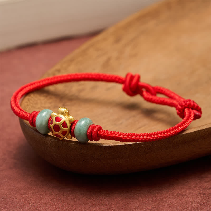 Buddha Stones Bransoletka z ręcznie tkanego sznurka Turtle Copper Red Prosperity - image 12