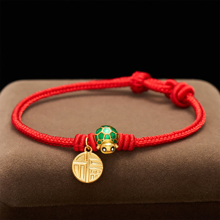 Buddha Stones Bransoletka z czerwonego sznurka z motywem żółwia Fu - image 15