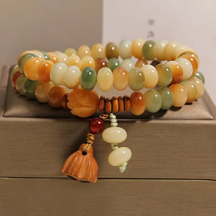 Buddha Stones Biała bransoletka z podwójnym owinięciem Bodhi Seed Lotus Purity - image 8
