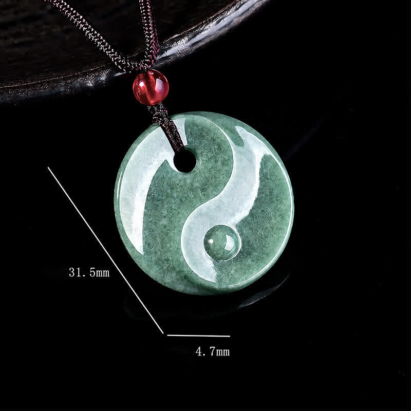 Buddha Stones Naszyjnik z plecionego sznurka z zielonego jadeitu Yin Yang Balance - image 7