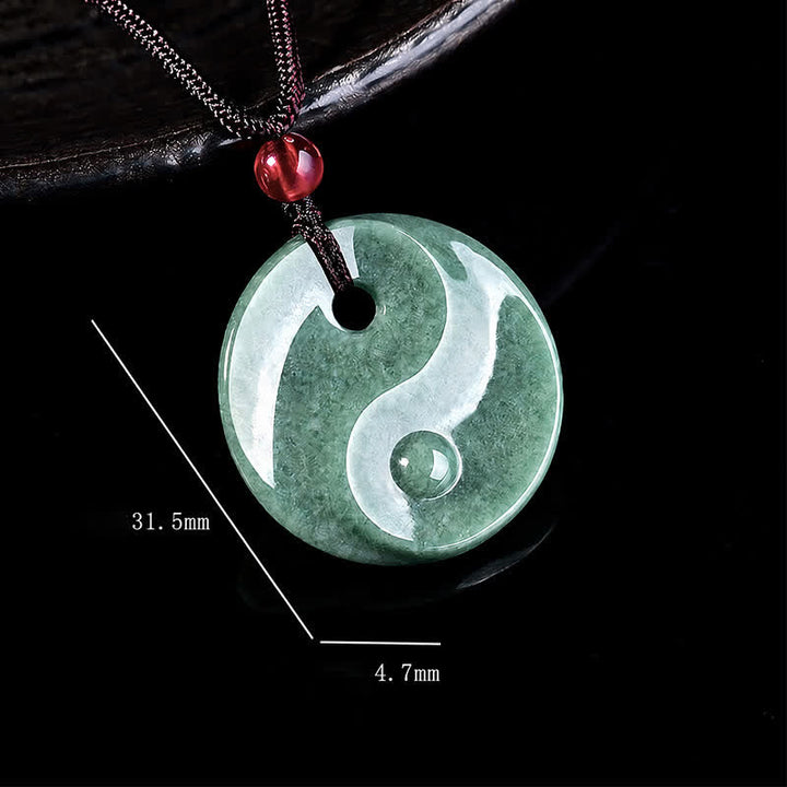 Buddha Stones Naszyjnik z plecionego sznurka z zielonego jadeitu Yin Yang Balance - image 7