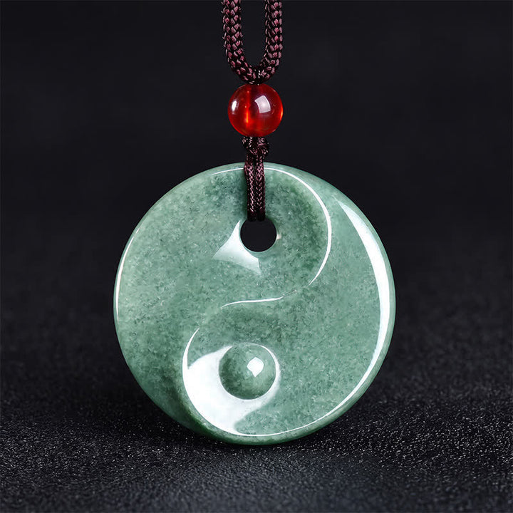 Buddha Stones Naszyjnik z plecionego sznurka z zielonego jadeitu Yin Yang Balance - Jadeit Yin Yang - image 0