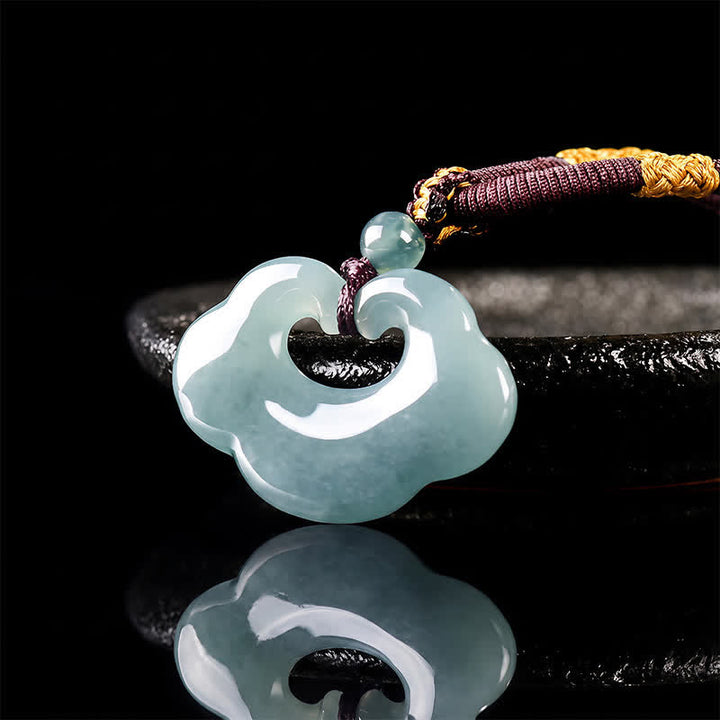 Buddha Stones Naszyjnik z zawieszką szczęścia w kształcie chmury Jade Ruyi w kształcie chińskiego zamka - image 3