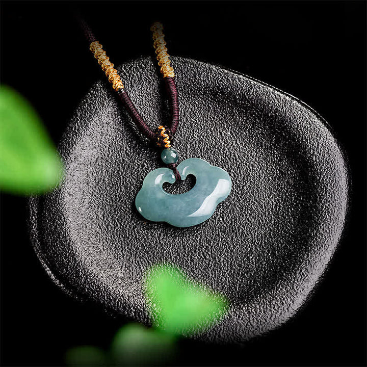 Buddha Stones Naszyjnik z zawieszką szczęścia w kształcie chmury Jade Ruyi w kształcie chińskiego zamka - image 2