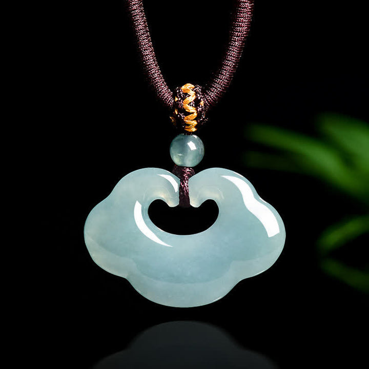 Buddha Stones Naszyjnik z zawieszką szczęścia w kształcie chmury Jade Ruyi w kształcie chińskiego zamka - Chiński urok zamka - image 0